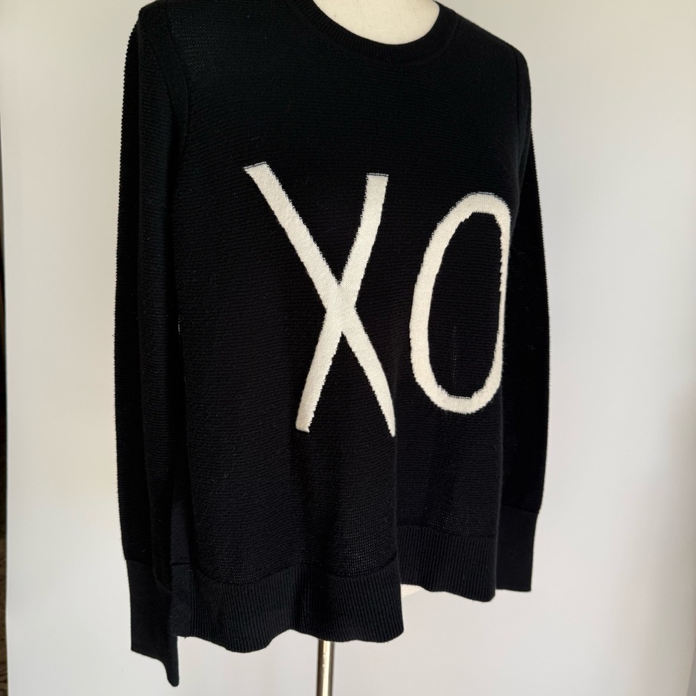 Banana Republic Cotton Cashmere Sweater XO Spell-out High Side Slits Size Small - Picture 6 of 13